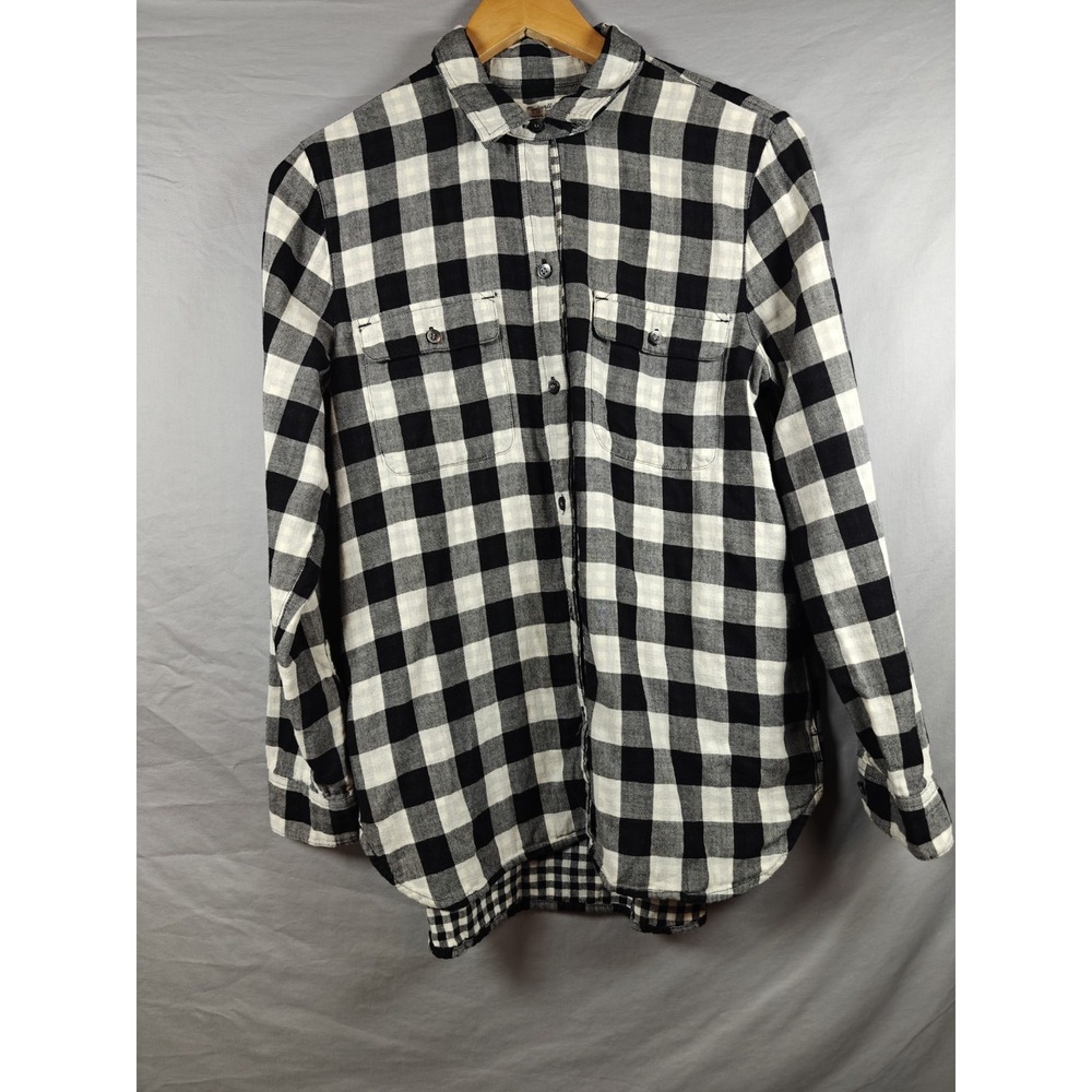 Madewell‎ Women's Black White Buffalo Check Flannel Oversized Boho Medium Shirt